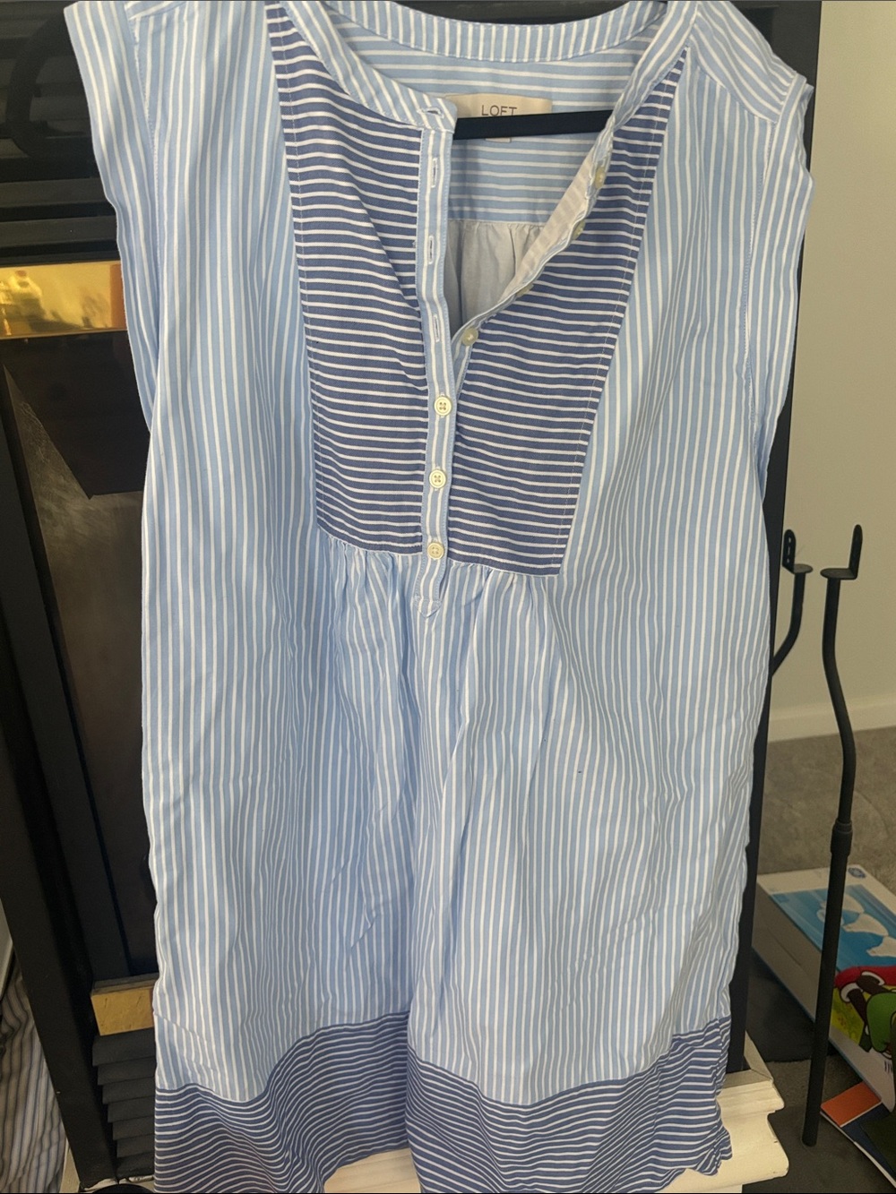 LOFT Light Blue & Navy Striped Sleeveless Tunic